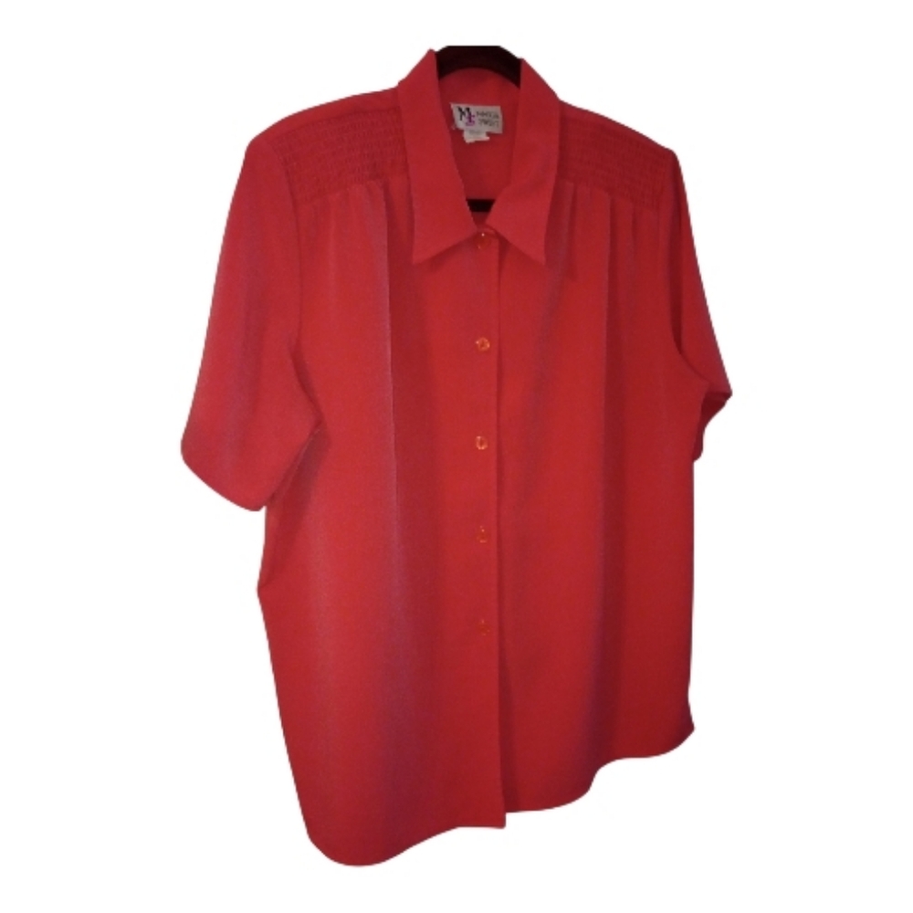 MAGGIE SWEET Button Blouse, Orange, Short  Sleeve, Women's Size L, Pre-owned